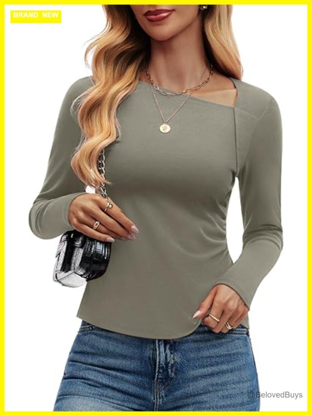 Long Sleeve Asymmetrical Ruched Side Slim Fit Going Out Tops